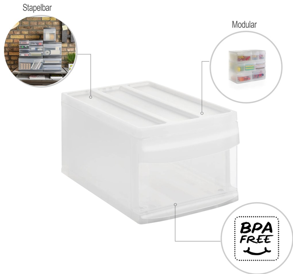 DUO M - Box s 2 zásuvkami (A4), úložný box výsuvný, transparentný Rotho SYSTEMIX
