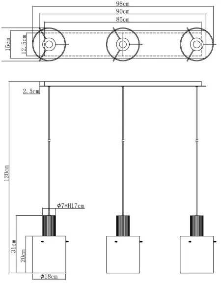 Globo 15904-3H - Luster na lanku TULIVAR 3xE27/40W/230V šedá
