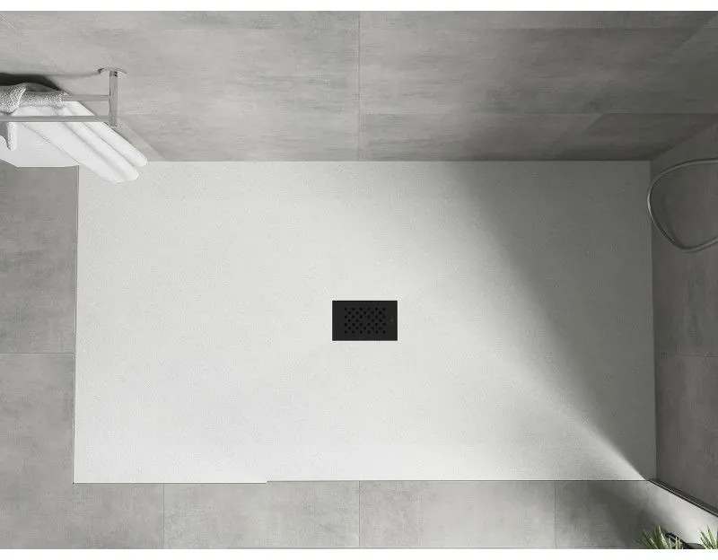 Mexen Hugo, obdĺžniková sprchová vanička SMC 150 x 100 cm, biela, čierna krytka, 42101015-B