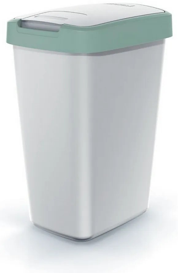Odpadkový kôš s farebným vekom, 12 l, zelená / sivá