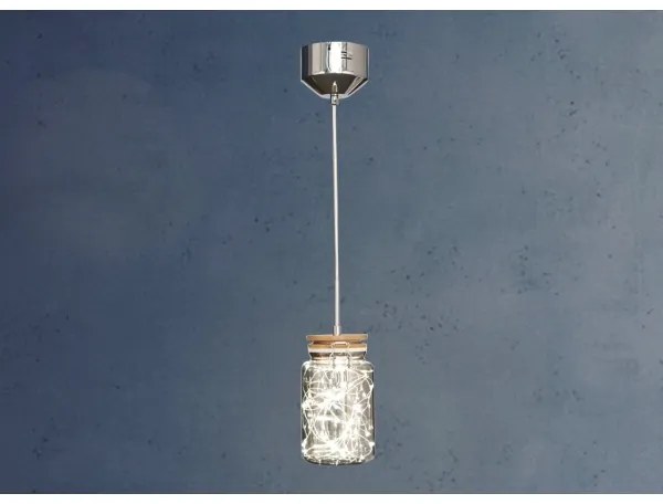 Klausen 142030 - LED Luster na lanku SHOCK LED/5W/230V lesklý chróm/drevo