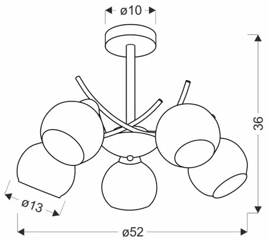 Luster na tyči AMOS 5xE27/40W/230V lesklý chróm