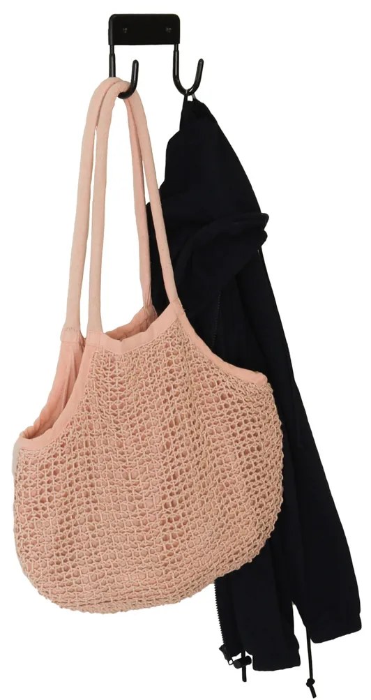 Dvojitý kovový hák s nosnosťou 15 kg čierny