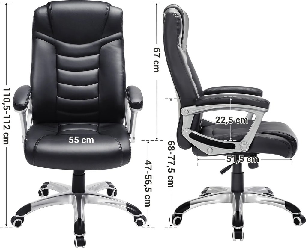 Ergonomická kancelárska stolička, výškovo nastaviteľná otočná stolička, čierna