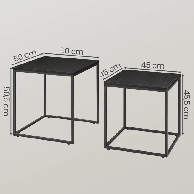 Sada 2 konferenčných stolíkov LOFT čierna / čierne nohy