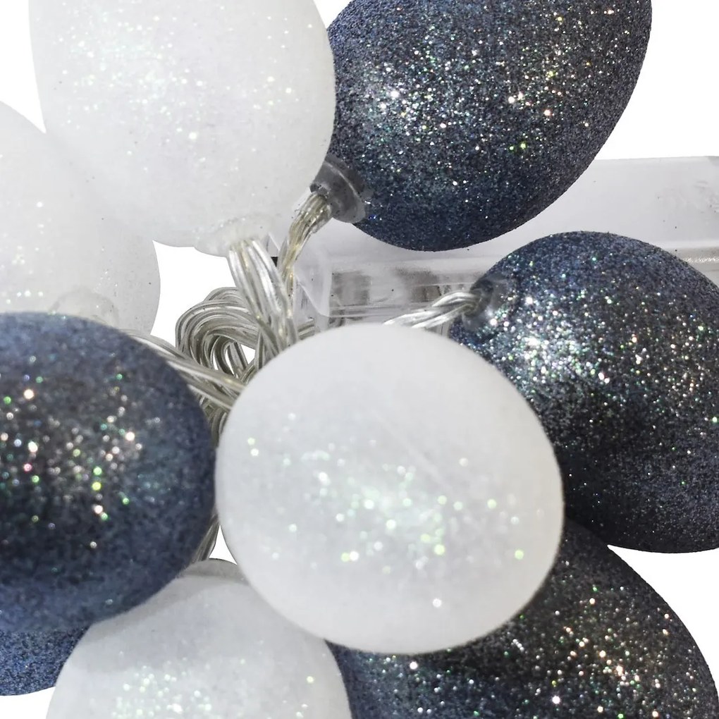 Ecolamp LED svetelná reťaz Eggs1, 1,6 m, sivá/biela