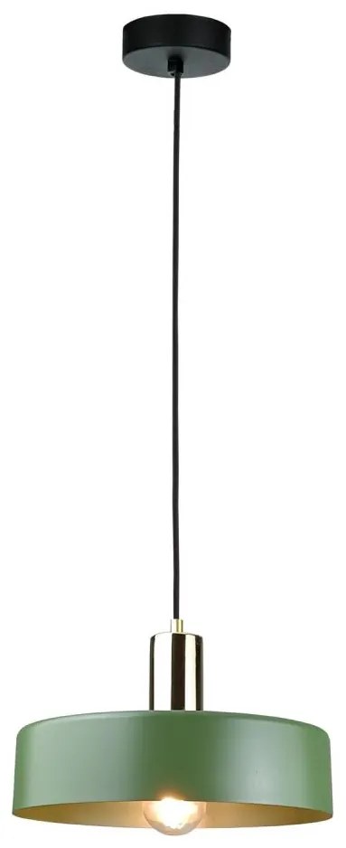 Luster na lanku HAKI 1xE27/60W/230V zelená/čierna/lesklý chróm