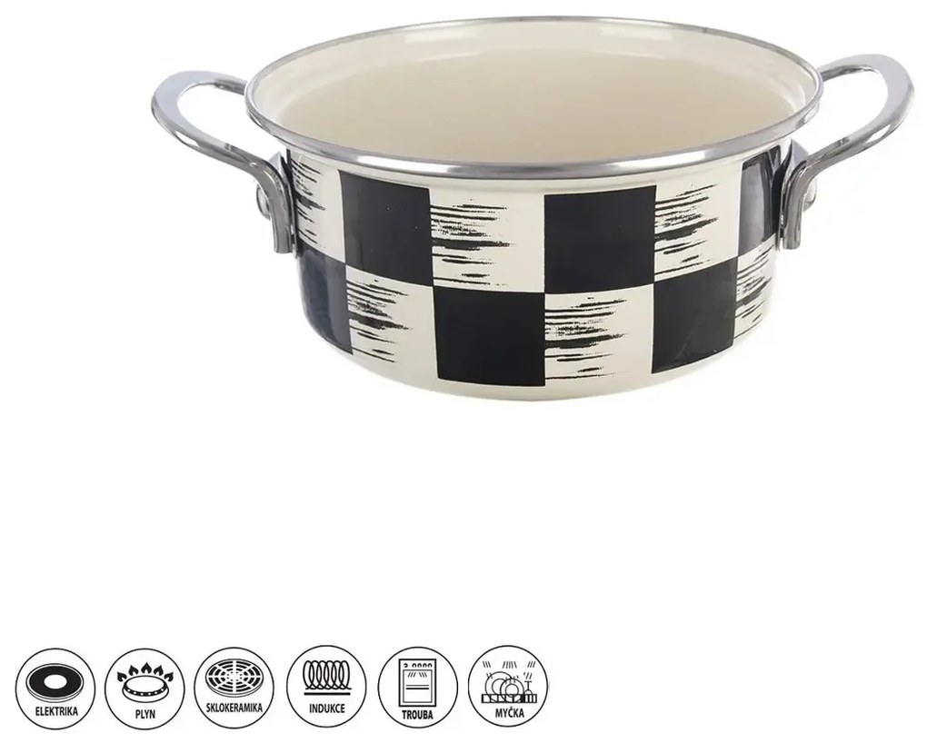 Kastróll smalt ŠACHOVNICA Lem 1,6 l
