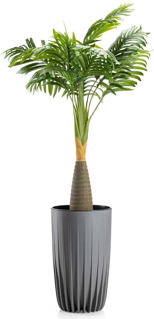 PLASTOVÝ KVETINÁČ STRIPPED SADA 2KS 25X42 CM+30X51,5 CM SIVÁ