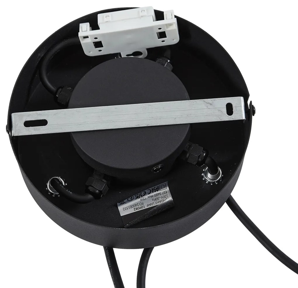 Vonkajšie závesné svietidlo čierne s oranžovými lanovými tienidlami 3-svetlé IP44 - Cava Jayla