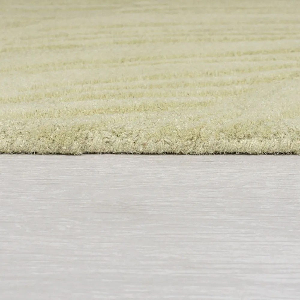 Zelený vlnený okrúhly koberec ø 160 cm Lino Leaf – Flair Rugs