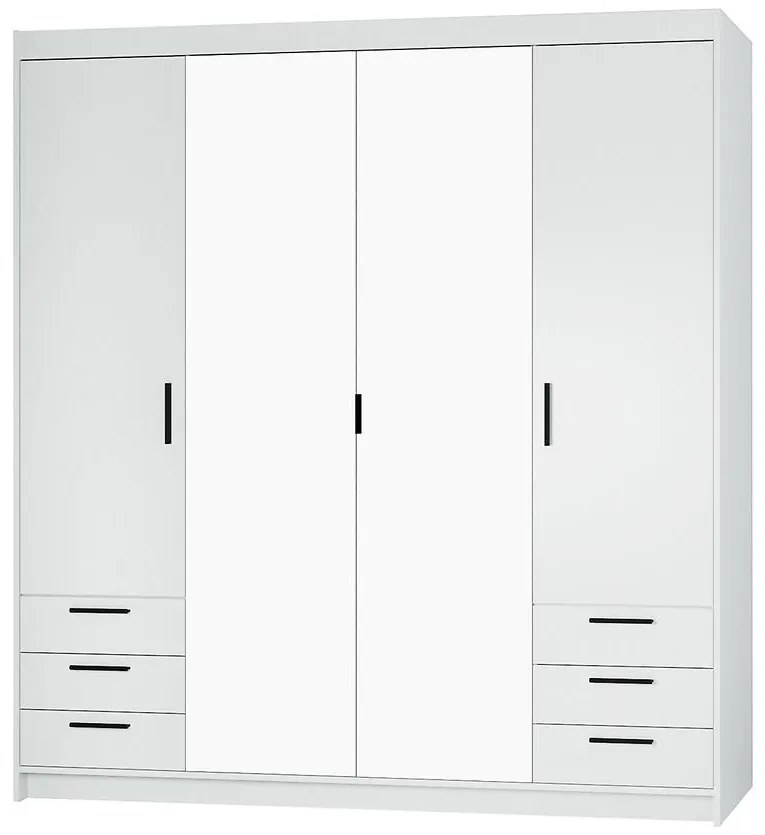 Skriňa Elena 4D 6S biela/zrkadlo