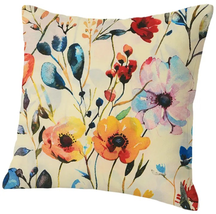 Sada 2 ks dekoračných obliečok na vankúš FLOREEN 45x45 cm, krémová