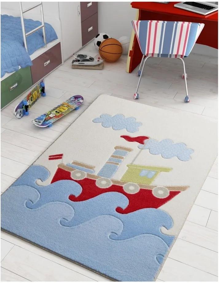 Detský modrý koberec Confetti Baby Ship, 100 × 150 cm