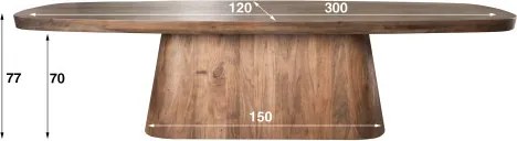 Jedálenský stôl XXL 20-28 Arcadia 300x120cm Drevo Hnedá Acacia  - Komfort-nábytok