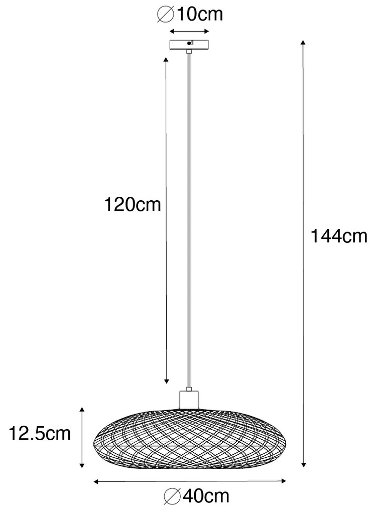 Orientálne závesné svietidlo čierny bambus 40 cm - Ostrava