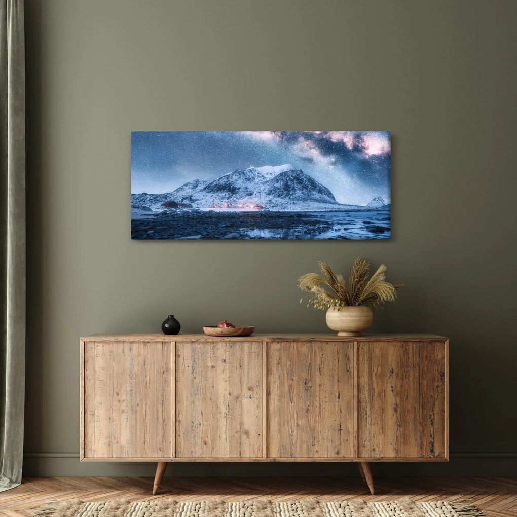 Obraz hôr s hviezdnou oblohou (120x50 cm)
