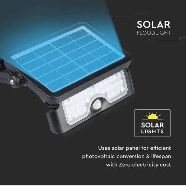 LED solárny reflektor so senzorom LED/5W/3,7V IP65 4000K 3000 mAh