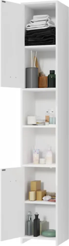 Vysoká skrinka do kúpeľne SILKE, 180x30x30cm, biela Casaria