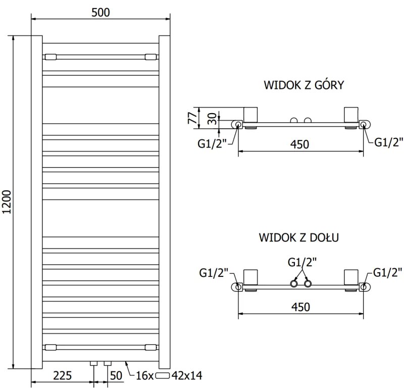 Mexen Uran vykurovacie teleso 1200 x 500 mm, 527 W, antracitová, W105-1200-500-00-66