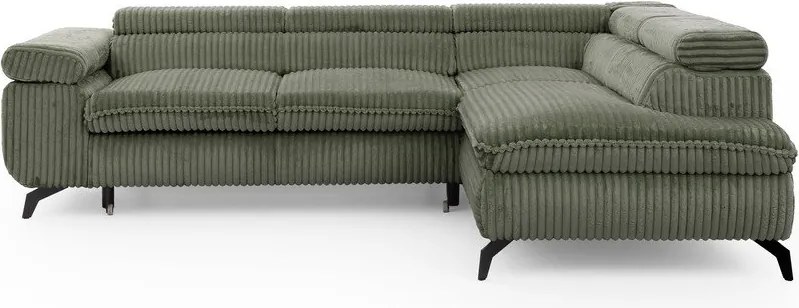 Zelená menčestrová rohová pohovka (pravý roh/do L) Marbeya – Ropez