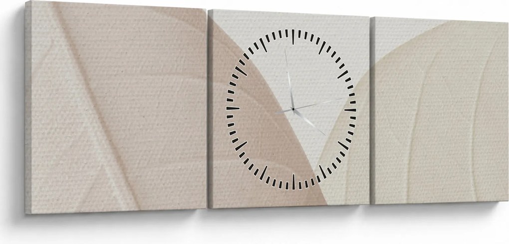 Obraz - Texturované listy (s hodinami) (90x30 cm)