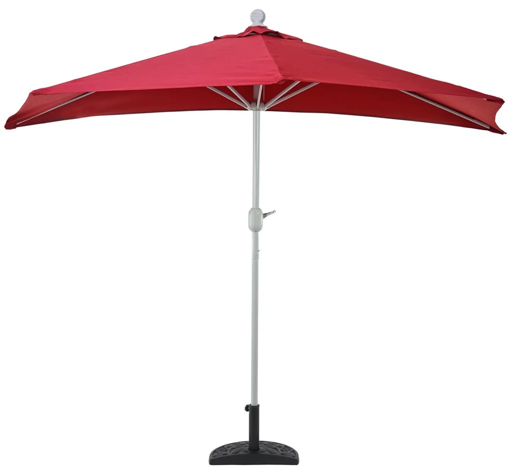 Slnečník polkruh Parla - polyester/hliník - 270cm bordová so stojanom