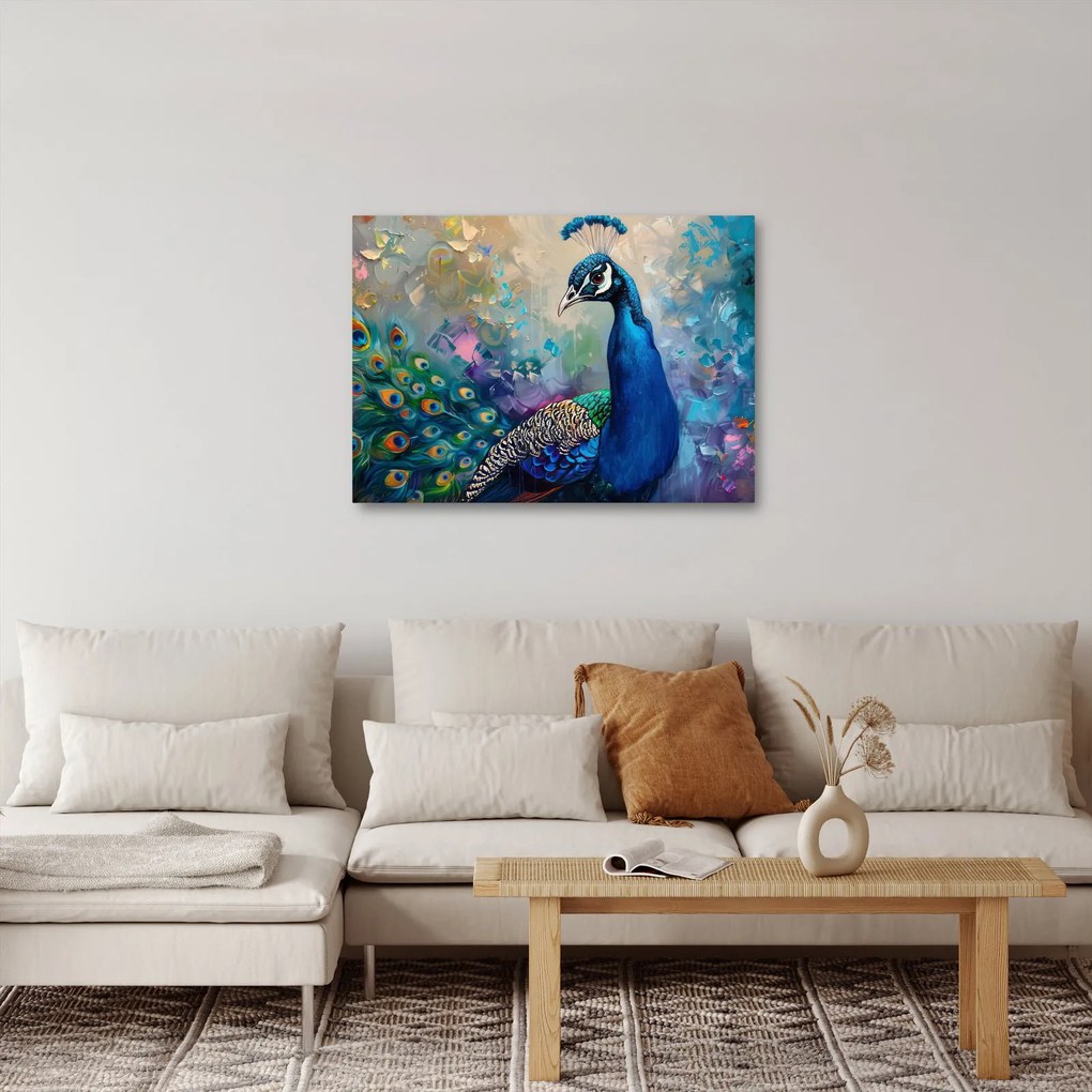 Obraz - Maľba páva (70x50 cm)