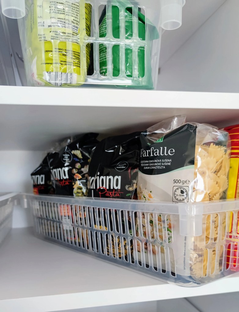 Úložný kôš, box a organizér extra hlboký 50 cm x 20 cm INVA, transparentný