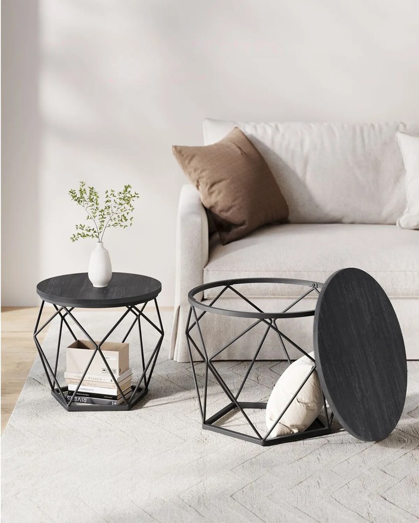 Súprava 2 ks odkladacích stolíkov Vasagle Elezi čierna II
