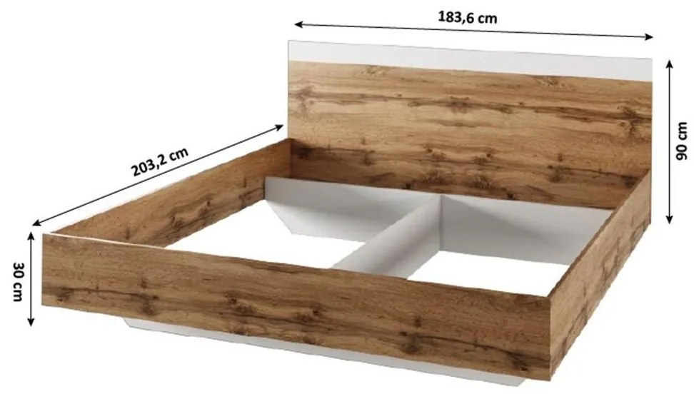 Tempo Kondela Manželská posteľ, 180x200, dub wotan/biela, GABRIELA