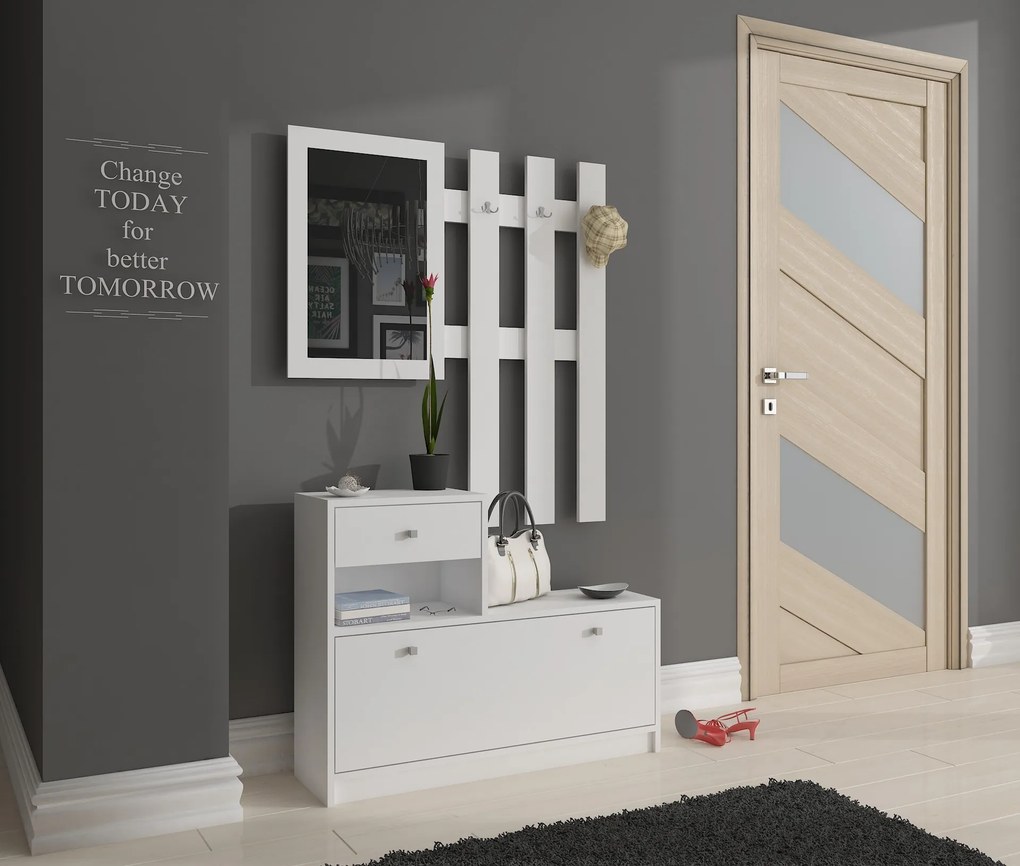 Predsieňová zostava Zariel (biela). Akcia -22%. Vlastná spoľahlivá doprava až k Vám domov. 1068611