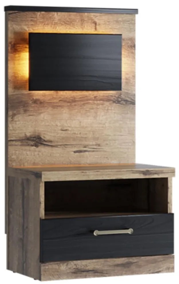 Konsimo Sp. z o.o. Sp. k. Nočný stolík s LED podsvietením LANDU 92,5x50 cm hnedá/čierna KO0105