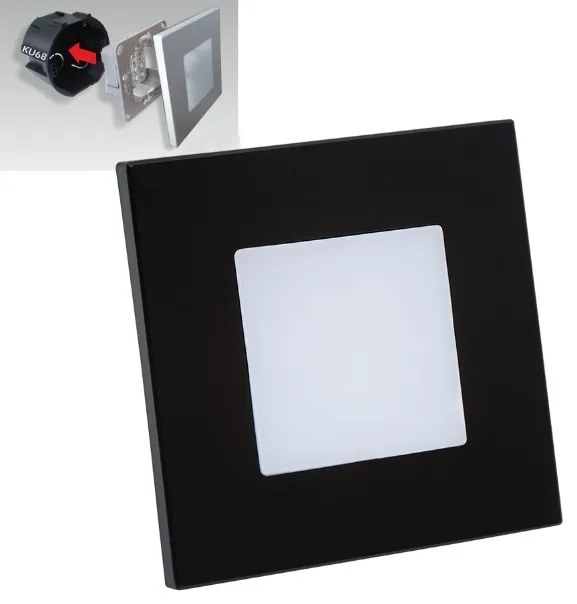 EMITHOR Schodiskové LED moderné osvetlenie STEP LIGHT, 1W, denná biela, štvorcové, čierne
