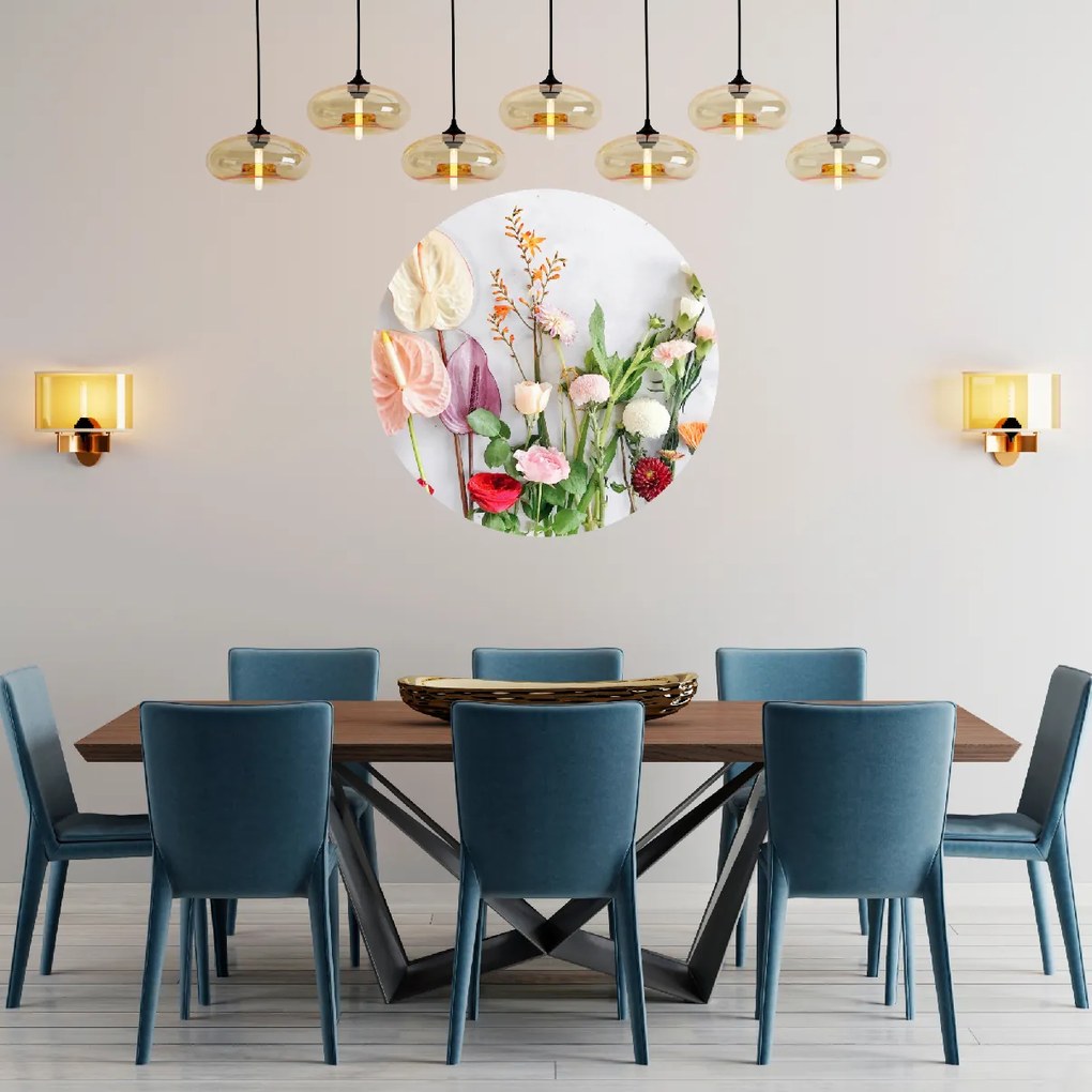 PIPPER. Textilná kruhová nálepka na stenu "Lúčne kvety" Veľkosť: 100 cm