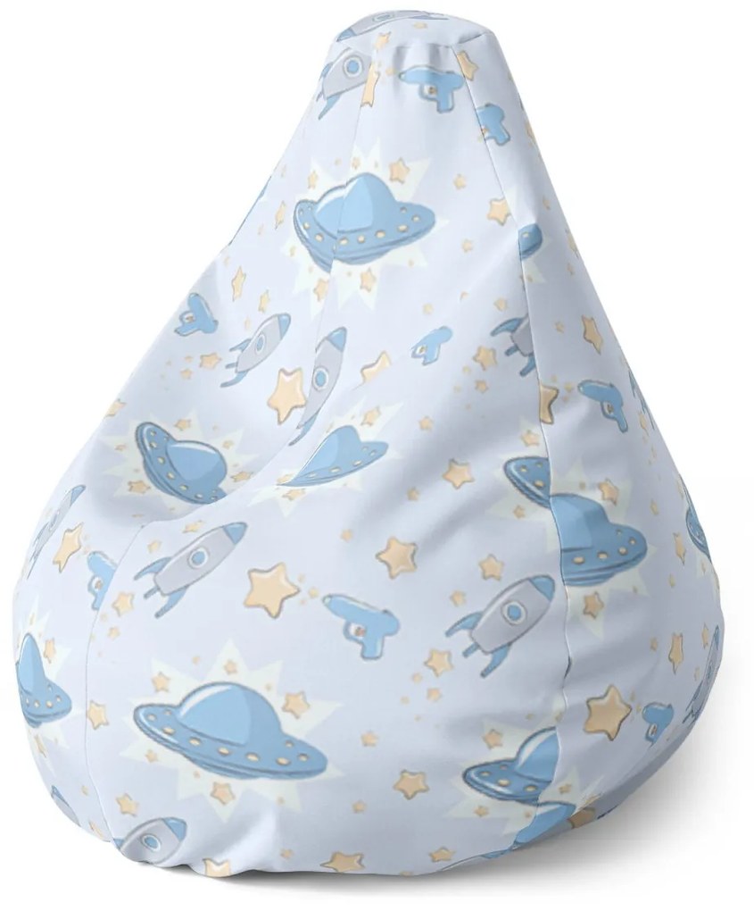 Sablio Sedací vak Pear Lietajúce taniere a rakety - 140 x 100 x 25 cm