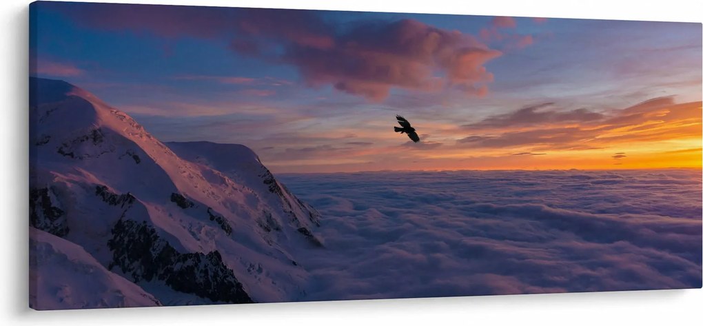 Obraz pri západe slnka, Mt. blanc (120x50 cm)