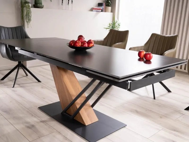 Rozkládací jídelní stůl Genesis 160/220 cm černý mramor/jasan