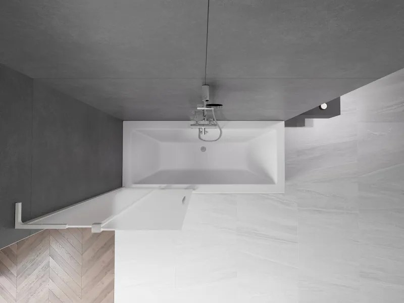 Mexen Velar L, 2-krídlová posuvná vaňová zástena 80 x 150 cm, 8mm sklo námraza, brúsená oceľ, 896-080-003-31-97