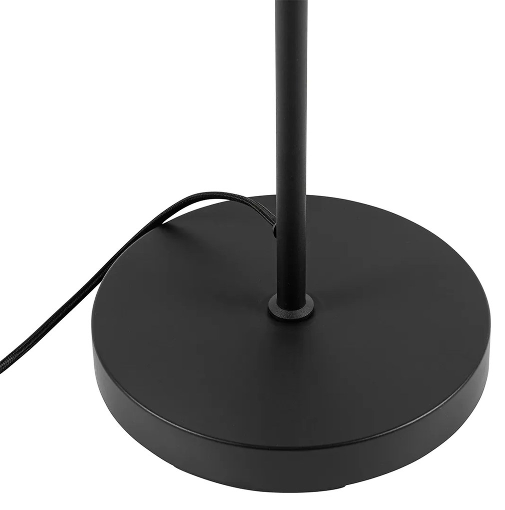 Art Deco stojaca lampa čierna s jantárovým sklom - Bizle