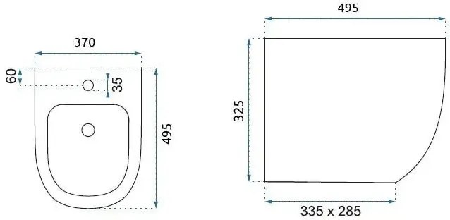 Rea Carlo Mini, závesný bidet, čierna lesklá, REA-C6380
