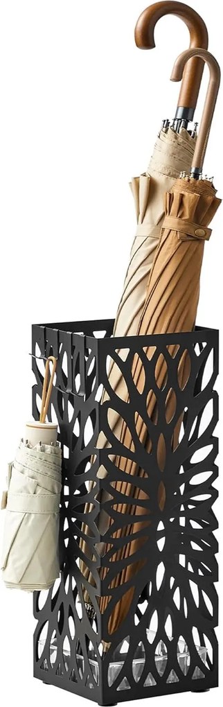 Stojan na dáždniky, držiak na dáždniky, oceľový, čierny