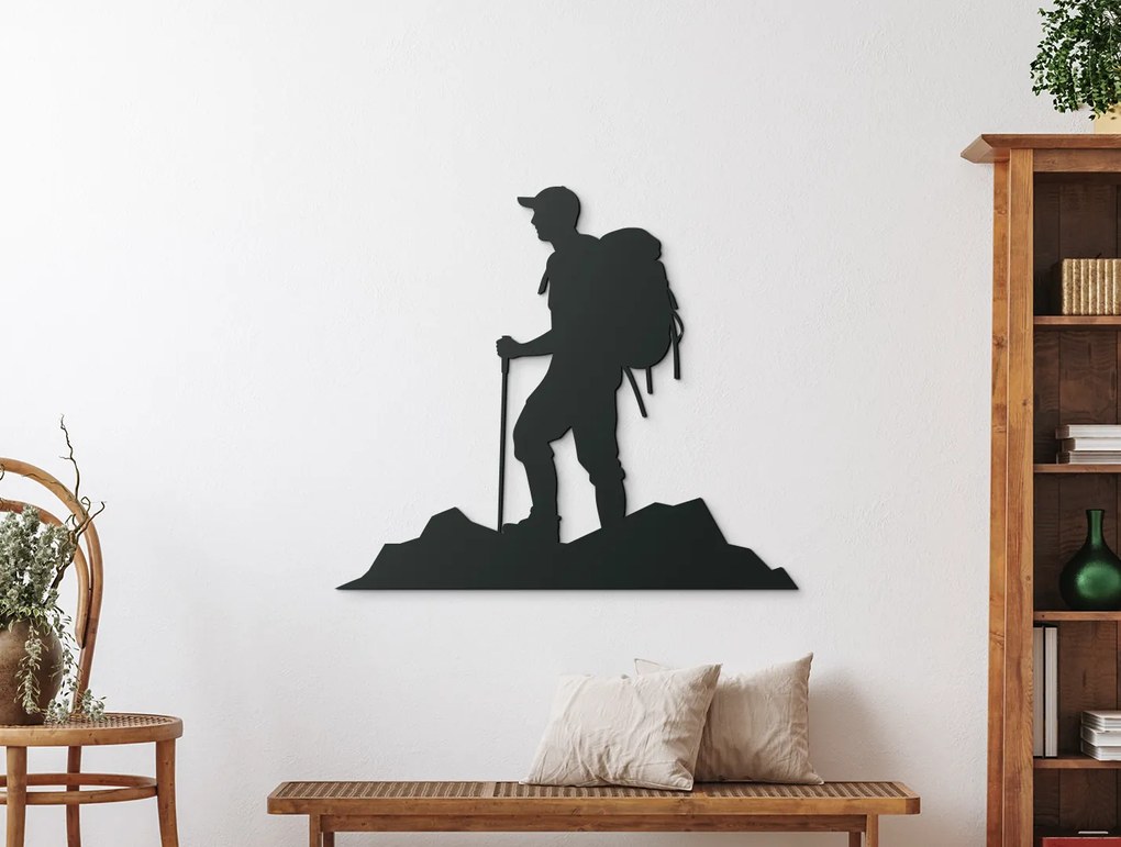 drevko Drevený obraz na stenu Turista Rozmer obrazu: 44,5 x 51 cm, Farba dekorácie: Čierna
