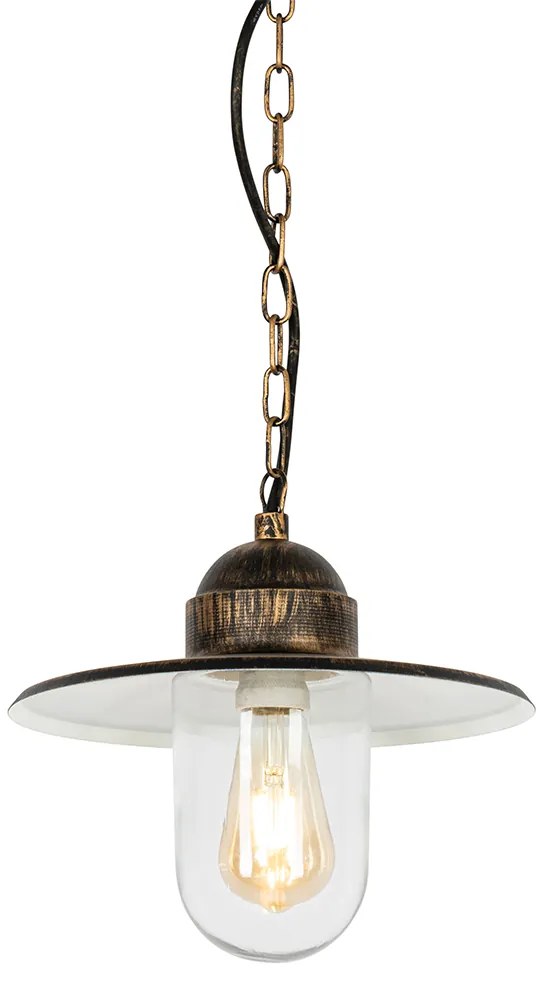 Rustikálne vonkajšie závesné svietidlo starožitné zlato IP44 - Kansas