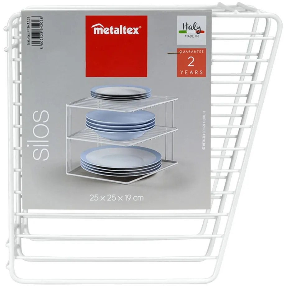 Biela oceľová prídavná polička 25x25 cm Silos – Metaltex