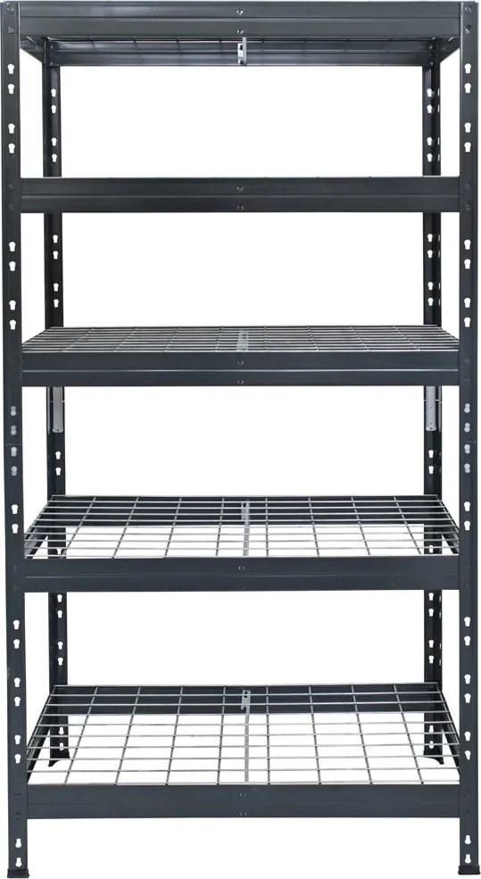 Kovové regály RIVET PRO 180x90x45 oceľová mriežka 5 úrovní antracitová sivá