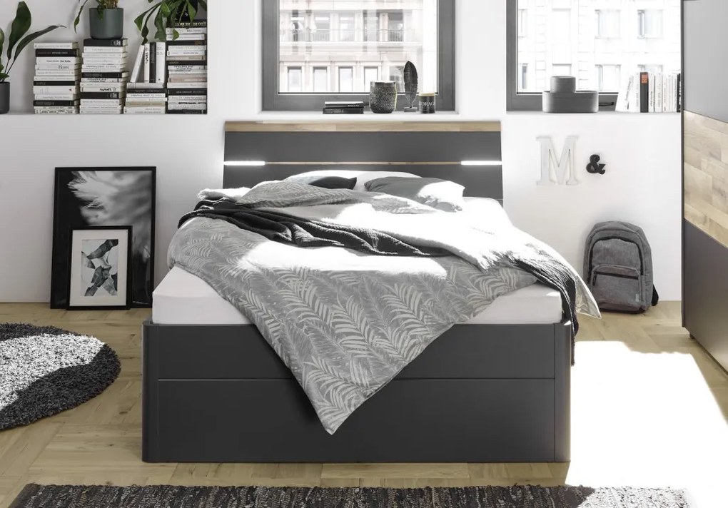 Posteľ Mars 140x200 cm, so zásuvkami a osvetlením