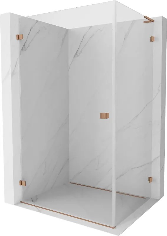 Mexen Lunar-B L, 1-krídlový sprchový kút, ľavý, 95 x 90 cm, 8mm číre sklo, medený profil, 832L-095-090-65-00-L