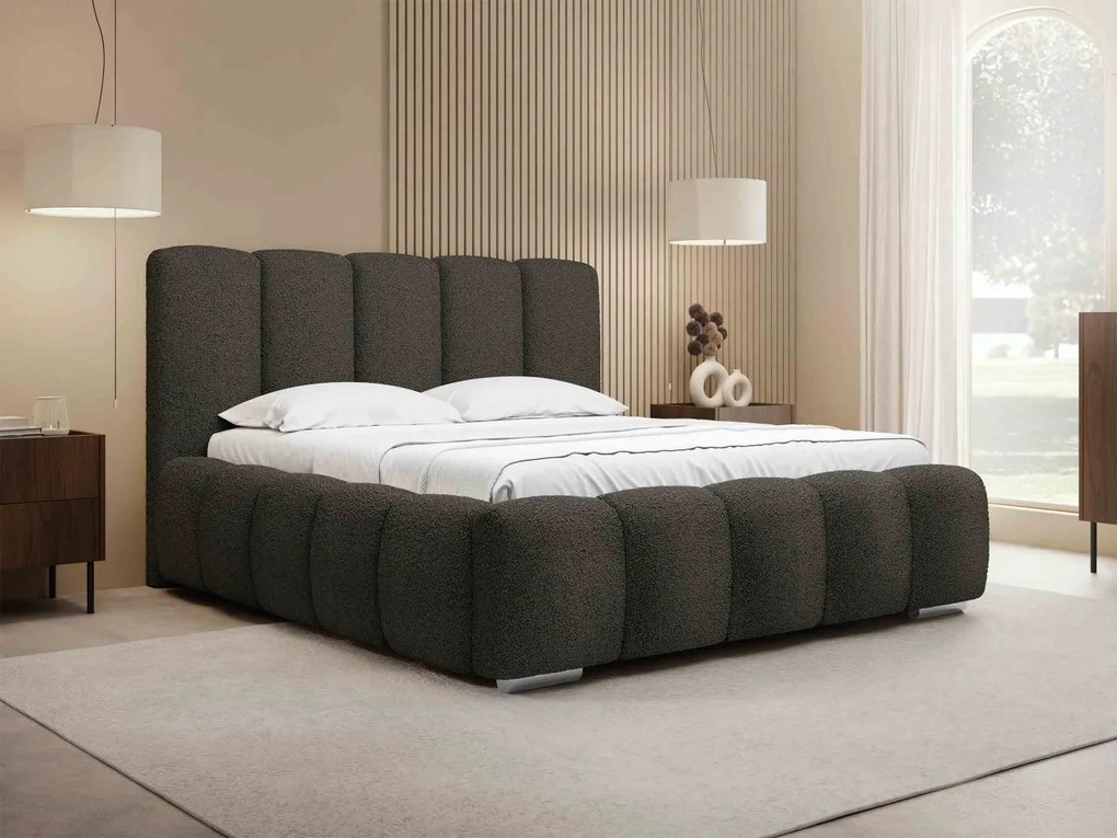 Čalúnená manželská posteľ Lisko Boucle, Rozmer postele: 140x200, Farby: Abriamo 04
