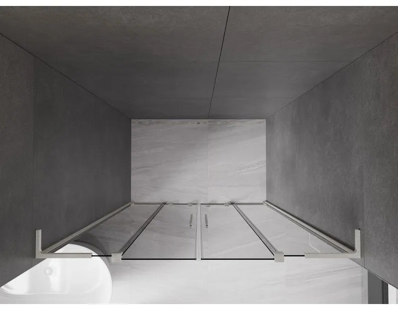 Mexen Velar L Duo, posuvné sprchové dvere do otvoru 140 cm, 8mm šedé sklo, brúsená oceľ, 871-140-003-42-97